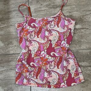 Floral retro y2k cami tank top with built in bra